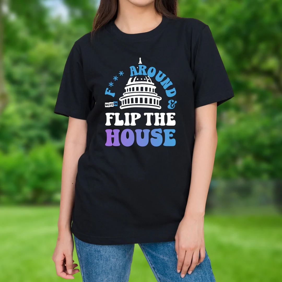 "F Around and Flip the House" Black Unisex T-Shirts - Image 2